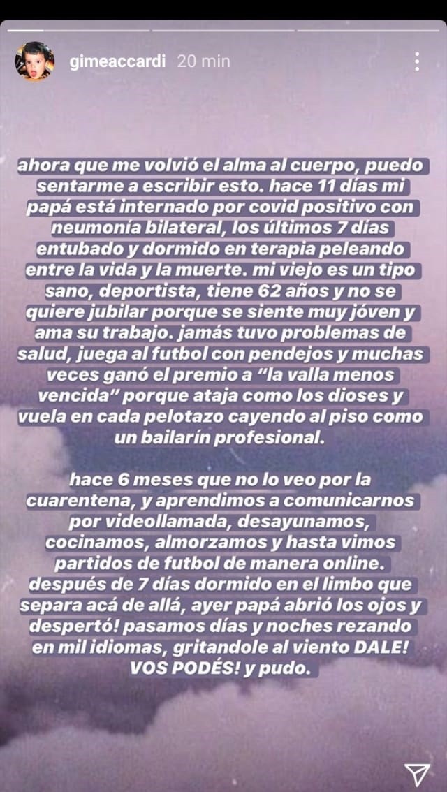 La desgarradora situación de Gimena Accardi con su papá