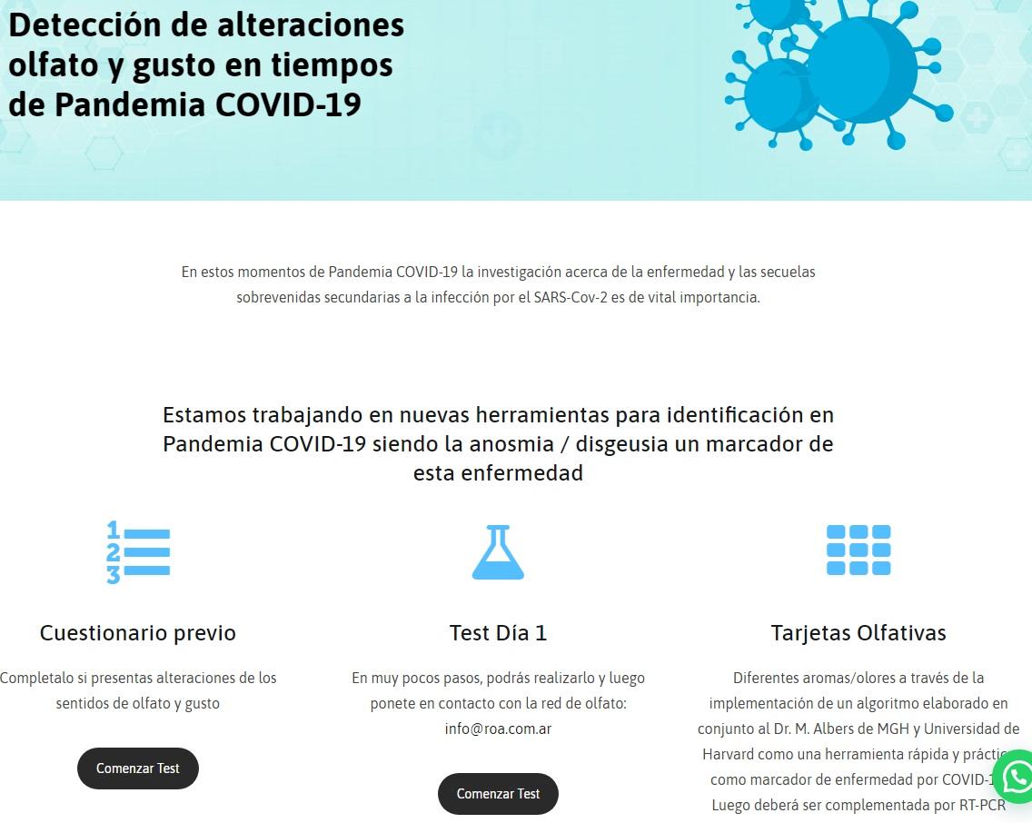 Test Olfato online para detectar coronavirus