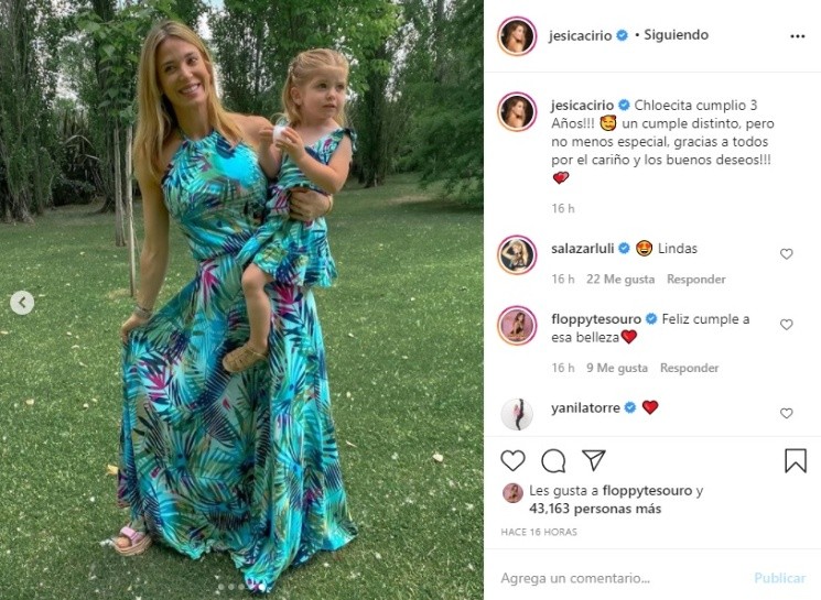 Jésica Cirio festejó el cumpleaños de su hija Chloé