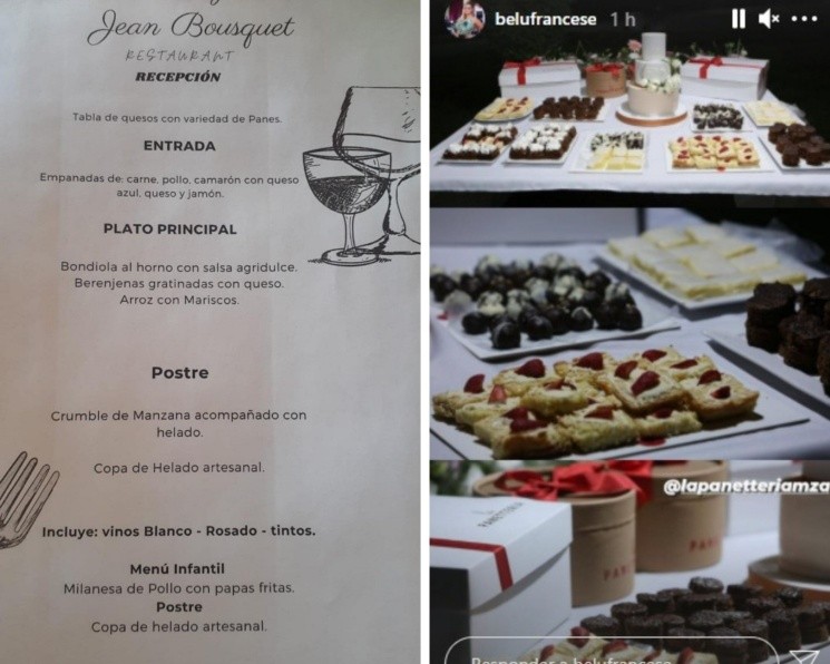 El catering y menú del casamiento de Belén Francese