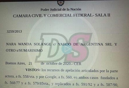 La copia del fallo a favor de Wanda Nara