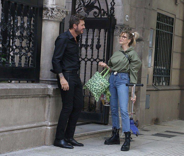 Marcelo Tinelli y Guillermina Valdés, grabando la apertura de ShowMatch. Foto Movilpress.