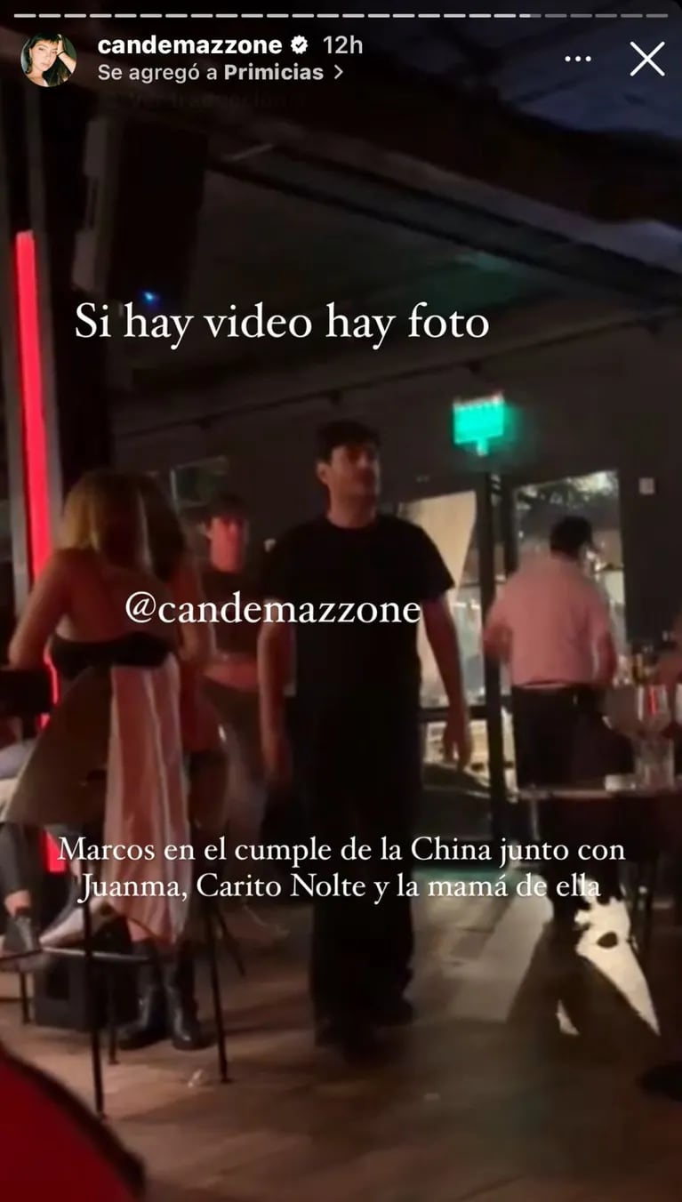 Marcos Ginocchio y Juanma Cativa en el cumplaños de la China Suárez (Foto: captura de Instagram de Cande Mazzone).
