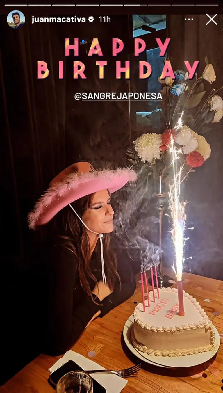 La China Suárez en el festejo de sus 32 años (Foto: captura de Instagram).